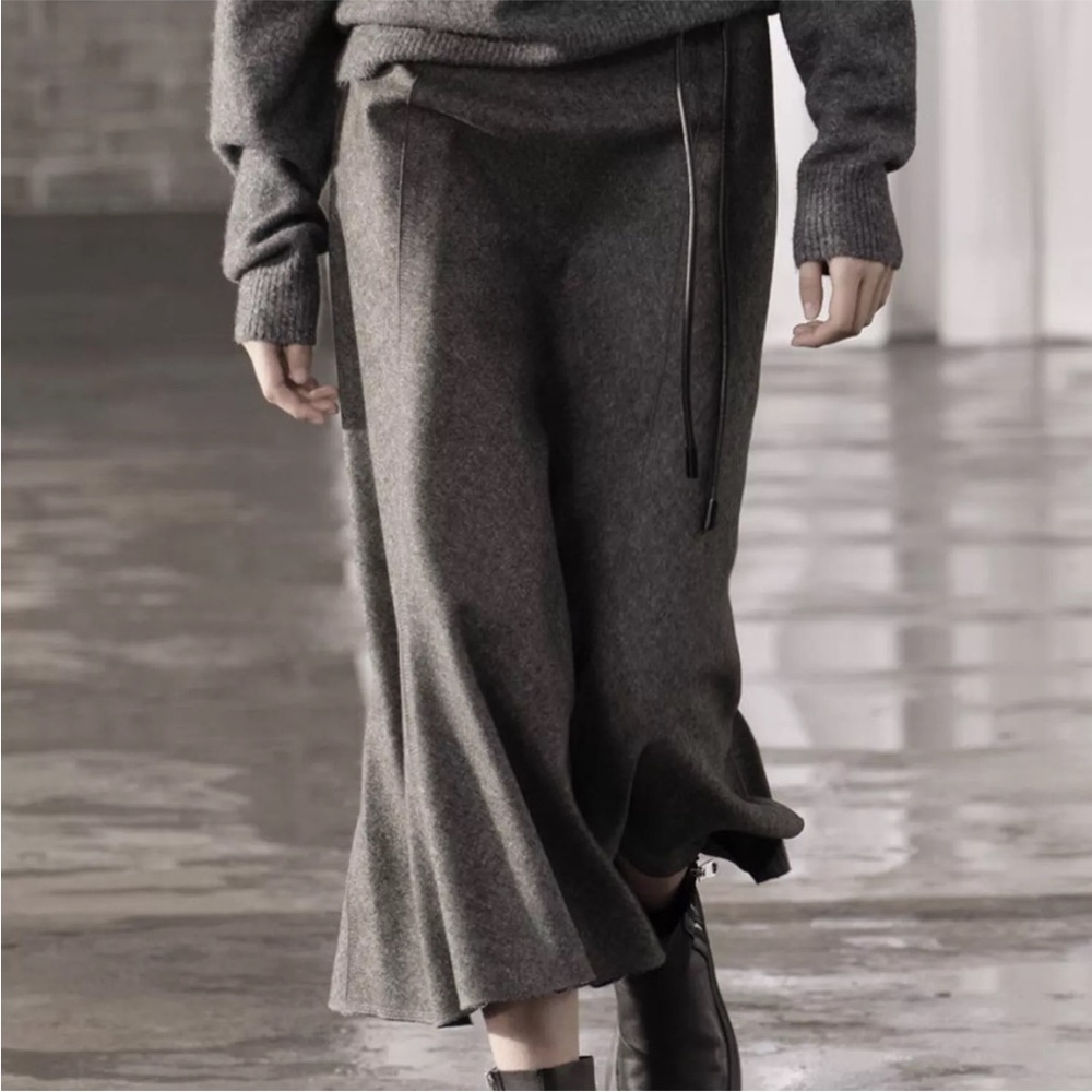 ZARA Wool blend cape skirt Midi A-line silhouette ZW collection Gray size XS NWT - Picture 3 of 12